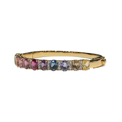 JB0129K - Multi-color sapphire with Diamond Bangle Bracelet Set in 18K Gold Setting
