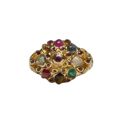 JR0475K - Traditional Thai Style Princess Ring Set in 14K Gold Setting