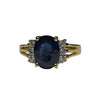 JR0473K - Blue Sapphire with Diamond Ring Set in 18K Gold Setting