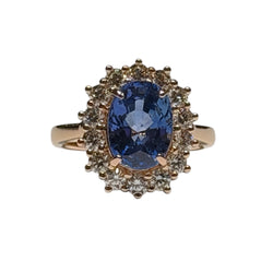 JR0470K - GRS Certified Cylon Sapphire with Diamond Ring Set in 18K Rose Gold Setting