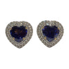 JE0442K - Heart Shape Tanzanite with Halo Diamond Earrings Set in 18K Gold Setting