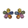 JE0443K - Multi-Sapphire Flower Earrings Set in 18K White Gold Setting