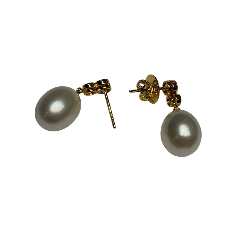 JE0440K - South Sea Pearl with Ruby Earrings Set in 18K Gold Setting