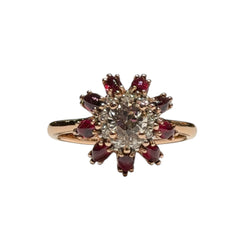 JR0477K - Light Yellow Sapphire with Cabuchon Ruby & Diamond Ring Set in 18K Rose Gold Setting