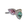 JR0480K - Emerald & Pink Sapphire with Diamond Ring Set in 18K White Gold Setting