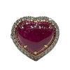 JR0478K - Heart Cabuchon Ruby with Baguette Ruby & Diamond Ring Set in 18K Gold Setting