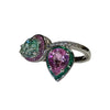 JR0482K - Mint Tourmaline & Pink Sapphire with Diamond Ring Set in 18K White Gold Setting