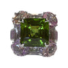 JR0483K - Peridot with Pink Sapphire & Morganite Ring Set in Platinum Setting