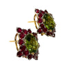 JE0444K - Peridot with Ruby Earrings Set in 18K Gold Setting