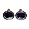 Amethyst with Diamond Earrings Set in 18K White Gold Setting