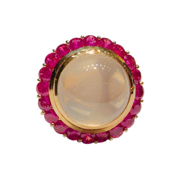 JR0247PK - Rose Quartz with Pink Sapphire Ring Set in 18K Rose Gold Setting