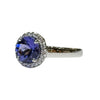 JR0484K - Tanzanite with Halo Diamond Ring Set in 18K White Gold Setting