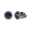 JE0445K - Tanzanite with Halo Diamond Earrings Set in 18K White Gold Setting
