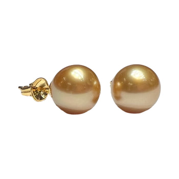 JE0307K - Champagne South Sea Pearl Stud Earrings Set in 18K Gold Setting