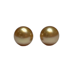 JE0307K - Champagne South Sea Pearl Stud Earrings Set in 18K Gold Setting