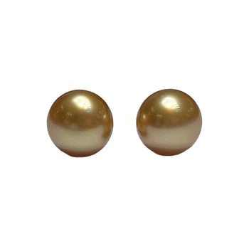 JE0307K - Champagne South Sea Pearl Stud Earrings Set in 18K Gold Setting