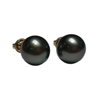JE0304K - Tahitian South Sea Pearl Stud Earrings Set in 18K Gold Setting