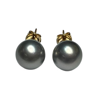 JE0303K - Tahitian South Sea Pearl Stud Earrings Set in 18K Gold Setting