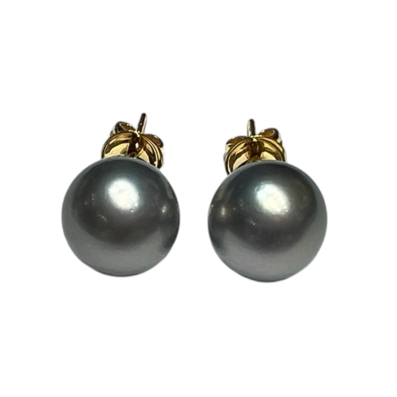 JE0303K - Tahitian South Sea Pearl Stud Earrings Set in 18K Gold Setting