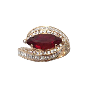 JR0320K - Ruby And Diamond Ring Set in 18K Rose Gold Setting
