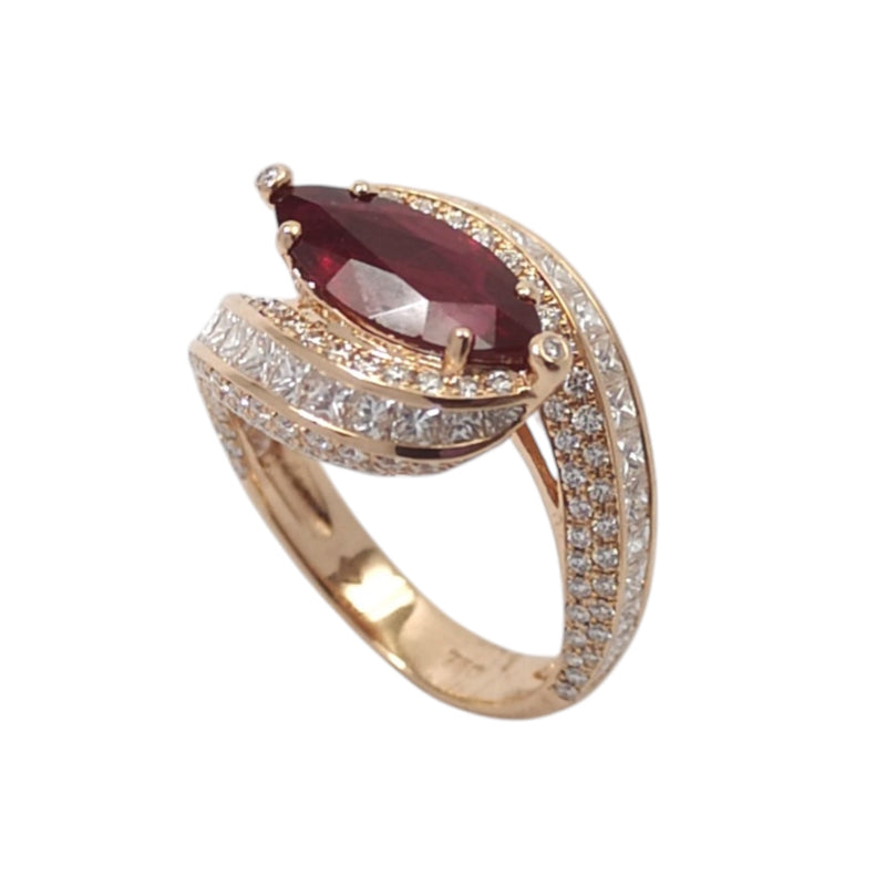 JR0320K - Ruby And Diamond Ring Set in 18K Rose Gold Setting
