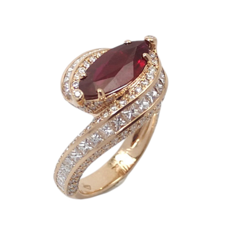 JR0320K - Ruby And Diamond Ring Set in 18K Rose Gold Setting