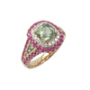 JR0377K - GIA Certified Unheated Green Sapphire with Pink Sapphire and Diamond Ring Set in 18K Rose Gold Setting