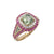 JR0377K - GIA Certified Unheated Green Sapphire with Pink Sapphire and Diamond Ring Set in 18K Rose Gold Setting