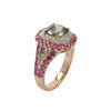 JR0377K - GIA Certified Unheated Green Sapphire with Pink Sapphire and Diamond Ring Set in 18K Rose Gold Setting
