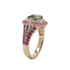 JR0377K - GIA Certified Unheated Green Sapphire with Pink Sapphire and Diamond Ring Set in 18K Rose Gold Setting