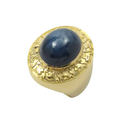 JR0297K - Cabuchon Blue Sapphire Ring Set in 18K Gold Setting