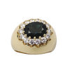 JR0294K - Blue Sapphire with Diamond Ring Set in 18K Gold Setting