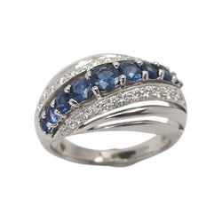 JR0271K - Blue Sapphire with Diamond Ring Set in 18K White Gold Setting