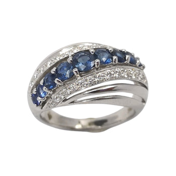 JR0271K - Blue Sapphire with Diamond Ring Set in 18K White Gold Setting