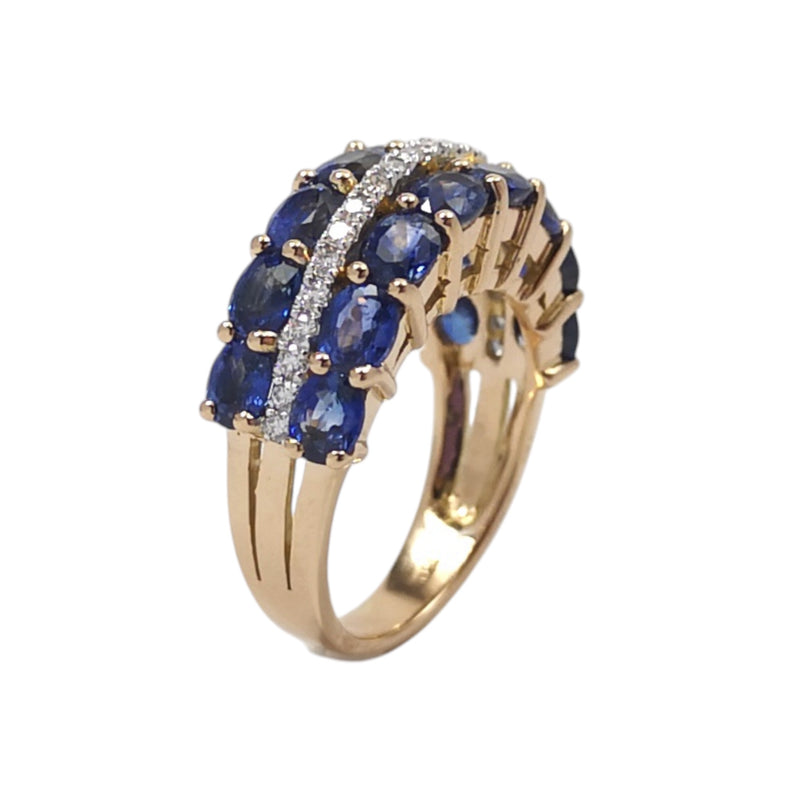 JR0379K - Blue Sapphire with Diamond Ring Set in 18K Rose Gold Setting