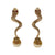 JEMF1026K - Champaign Diamond Snake Earrings with Golden South Sea Pearl Drops set in 18K Gold Setting