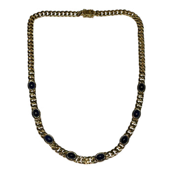 JNMF1026K - Cabuchon Blue Sapphire Necklace Set in 18k Gold Setting