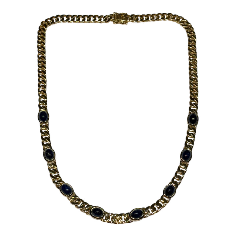 JNMF1026K - Cabuchon Blue Sapphire Necklace Set in 18k Gold Setting