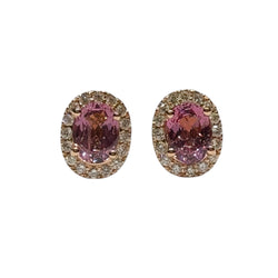 JE0438K - Spinel with Diamond Earrings Set in 18K Rose Gold Setting