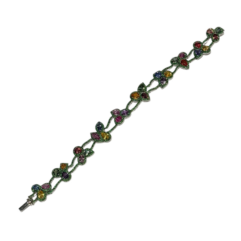 JB0057NK - Multi-Sapphire with Tsavorite Bracelet Set in 18K White Gold Setting