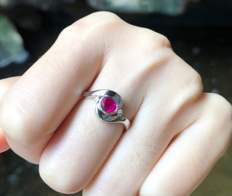 JR0450R - Ruby & Diamond Ring Set in 18 Karat White Gold Setting
