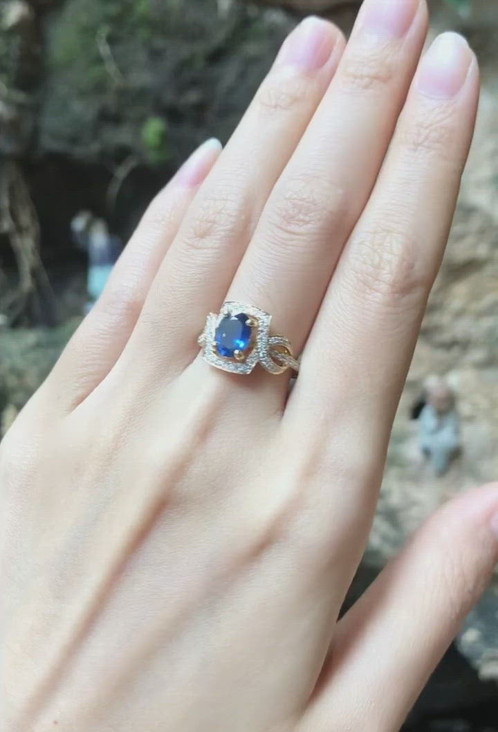 JR0391S - Blue Sapphire & Diamond Ring Set in 18 Karat Gold Sett