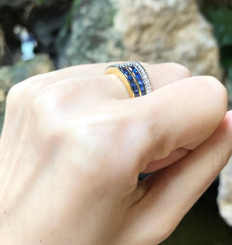 SJ1308 - Blue Sapphire with Diamond Ring Set in 18 Karat Gold Settings