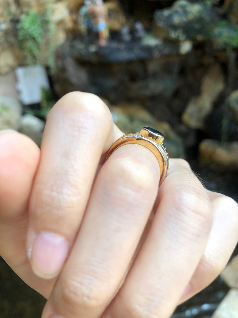 SJ1517 - Blue Sapphire with Diamond Ring Set in 18 Karat Gold Settings