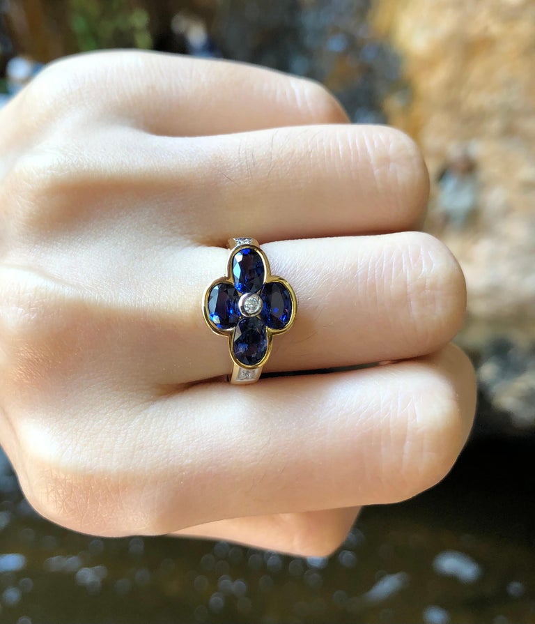 SJ1811 - Blue Sapphire with Diamond  Ring Set in 18 Karat Gold Settings