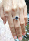 SJ3056 - Blue Sapphire with Cubic Zirconia Ring set in Silver Settings