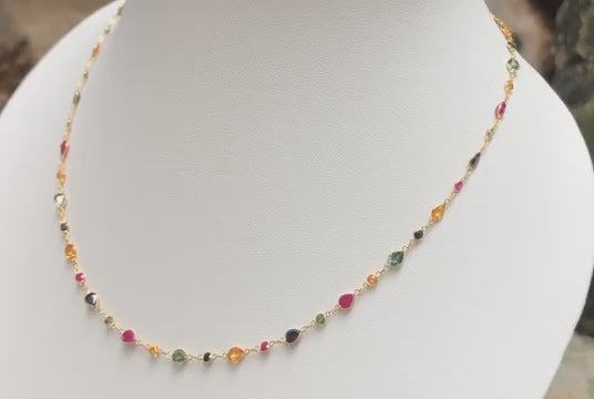 SJ1199 - Multi-Color Sapphire and Ruby Necklace Set in 18 Karat Gold