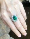 SJ6265 - Certified 4cts Zambian Emerald with Diamond Ring Set in 18 Karat White Gold