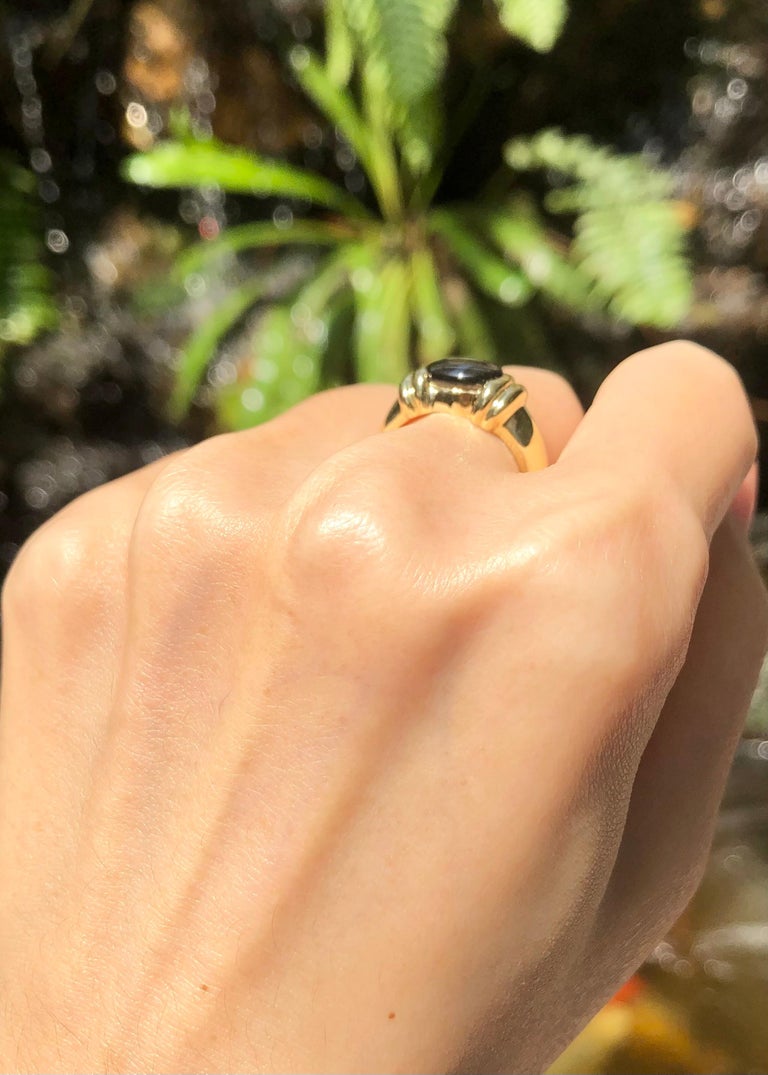 SJ2845 - Black Star Sapphire Ring Set in 18 Karat Gold Settings