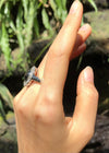 SRTE661C - Black Star Sapphire & Cubic Zirconia Ring set in Silver Settings